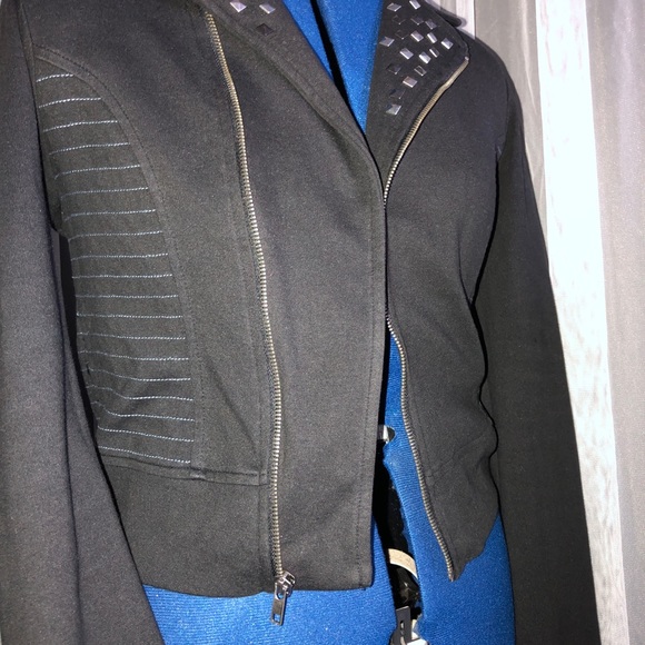 Black Studded Bomber Jacket - Picture 5 of 6
